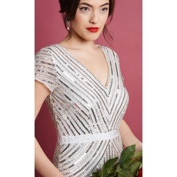 Adrianna Papell Sequins Beaded Floor Length Gown - Picture 3 of 13